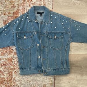 Forever 21 Oversized Pearl-Embellished Jacket - size S